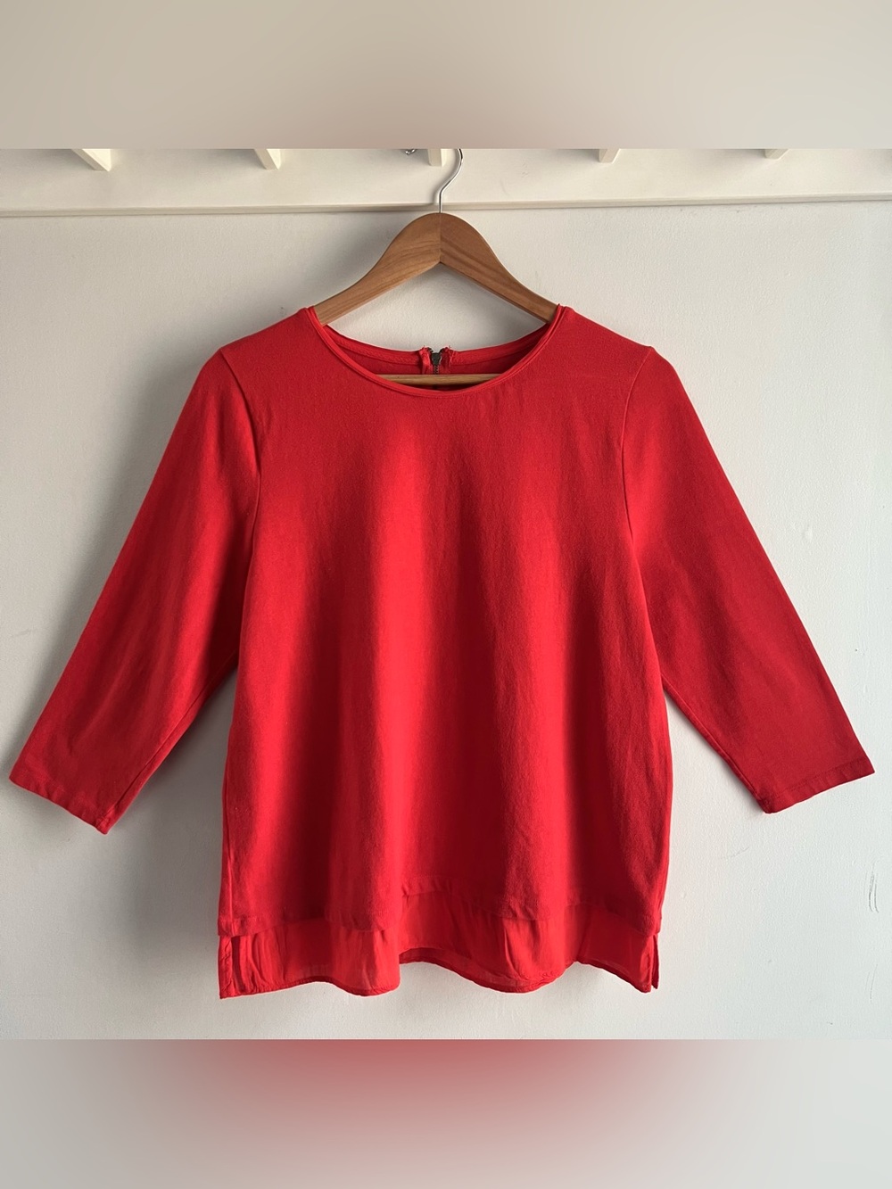 Talbots Women’s LP Large Petite Red 3/4 Sleeve Top with Chiffon Hem